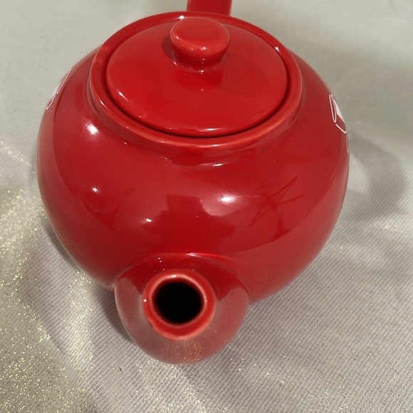 The Old Pottery Company Keep Calm And Drink Tea Red Ceramic Teapot 4 Cup Lid - Picture 3 of 11
